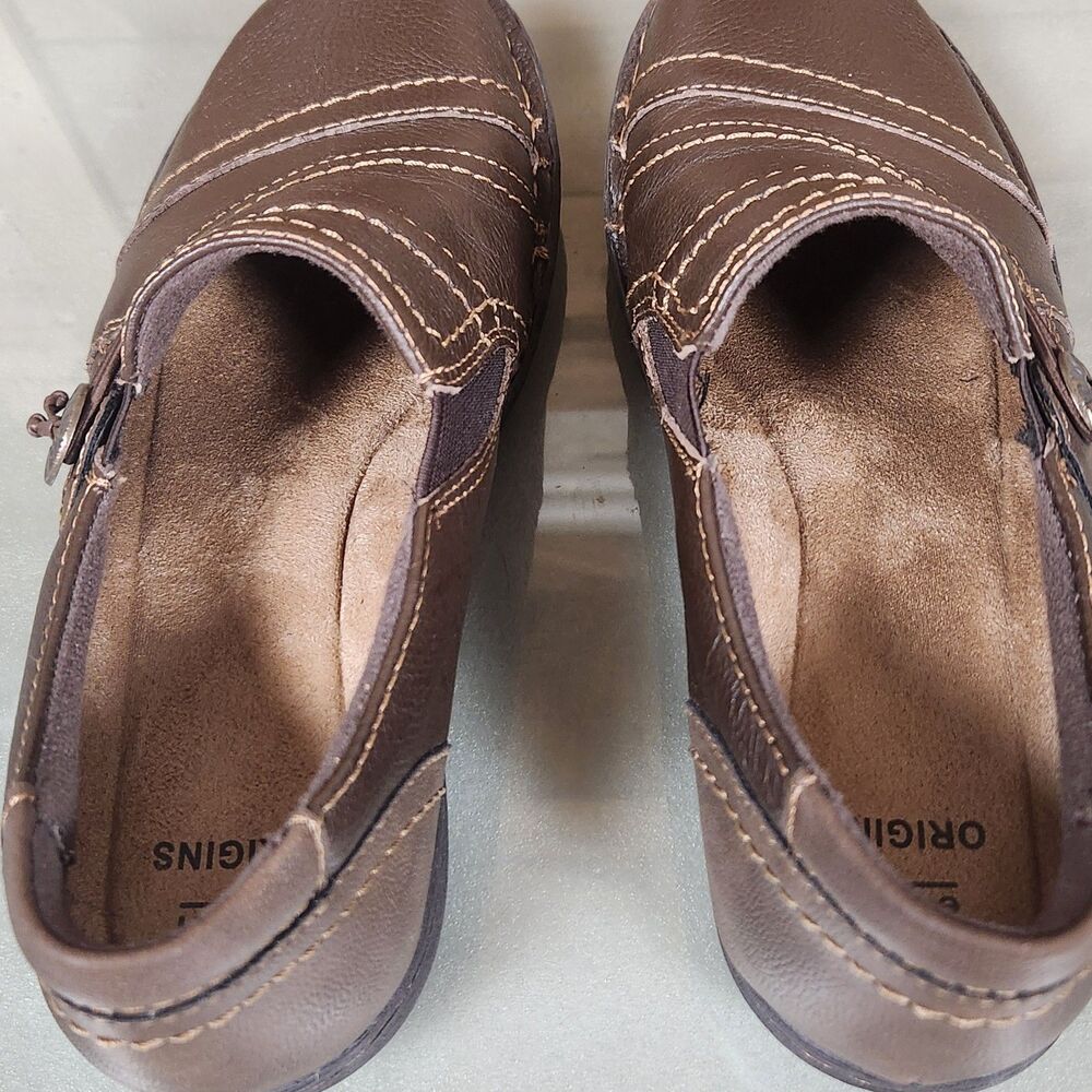 Earth Origins Brown Leather Slip On Comfort Shoes Womens Size 7M Casual - Picture 5 of 12